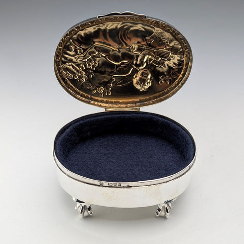 1903 British antique sterling silver jewelry box 111g George Nathan&Ridley Hayes