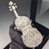 Vintage sterling silver filigree violin miniature in case