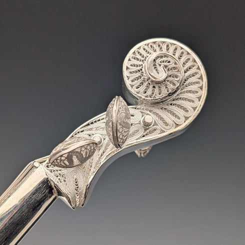 Vintage sterling silver filigree violin miniature in case
