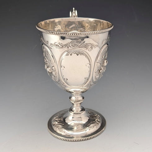 1860 British antique sterling silver stemmed cup 153g James Beebe
