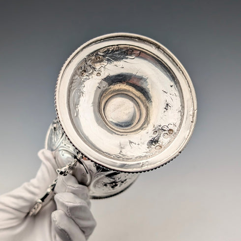 1860 British antique sterling silver stemmed cup 153g James Beebe