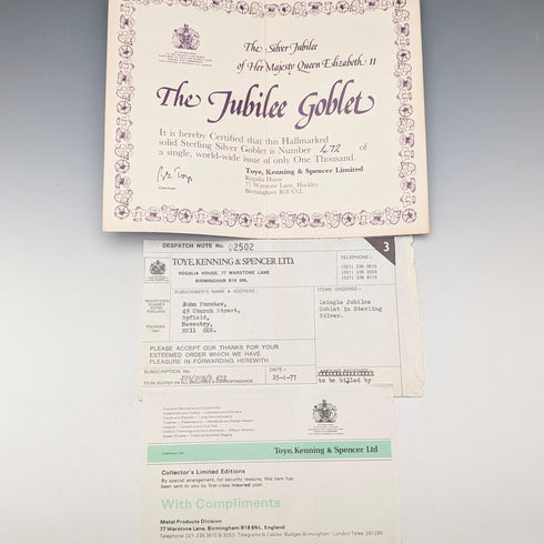 1977 Elizabeth II Silver Jubilee Pure Silver Goblet 142g Box and instructions included Very good condition