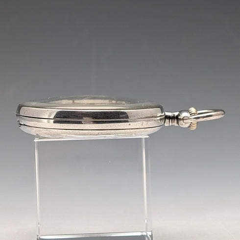 アンティーク ユリス・ナルダン 懐中時計 サッカー彫刻 銀側オープフェース 動作良好