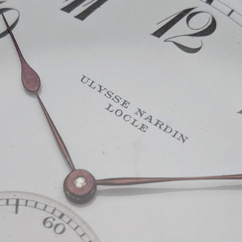 アンティーク ユリス・ナルダン 懐中時計 サッカー彫刻 銀側オープフェース 動作良好