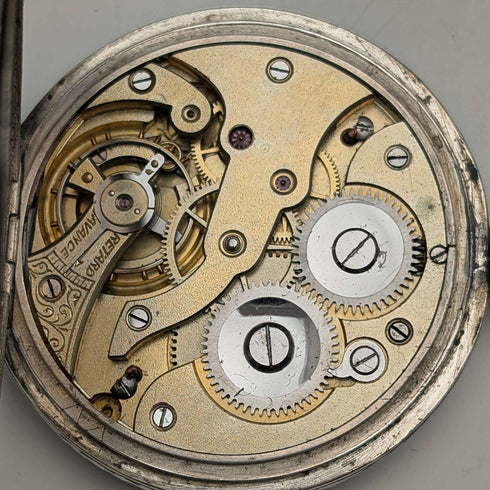 Antique Swiss made unsigned pocket watch with silver side niello decoration, slim hunter case, in good working order
