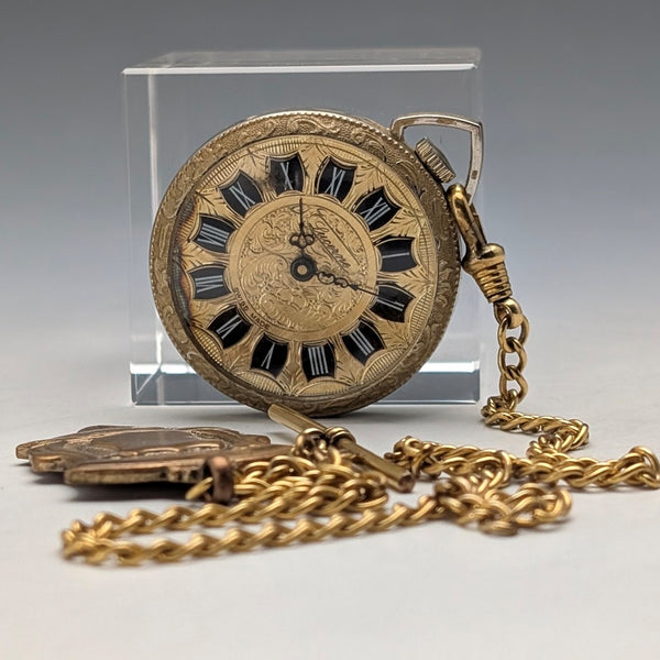 Vintage Swiss BASIS small fob watch, pocket watch, with chain, in good working order