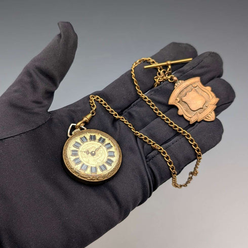 Vintage Swiss BASIS small fob watch, pocket watch, with chain, in good working order