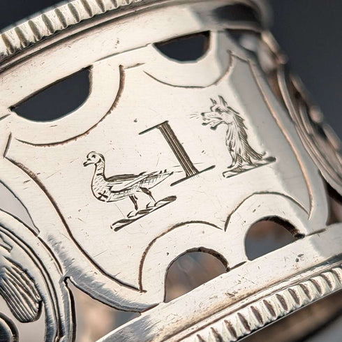 Set of 4 early 20th century British antique silver plate napkin rings