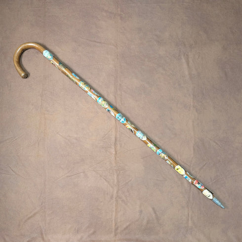 英国ヴィンテージ ヨーロッパ周遊 曲がりハンドル ツーリストステッキ タンシャフト 88cm