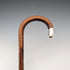 1920s British antique brown shaft, curved handle, sterling silver decoration, walking stick, 89cm