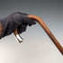 1920s British antique brown shaft, curved handle, sterling silver decoration, walking stick, 89cm