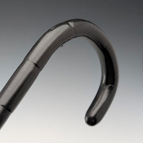 1920s British antique black shaft curved handle pure silver decorated walking stick 91cm