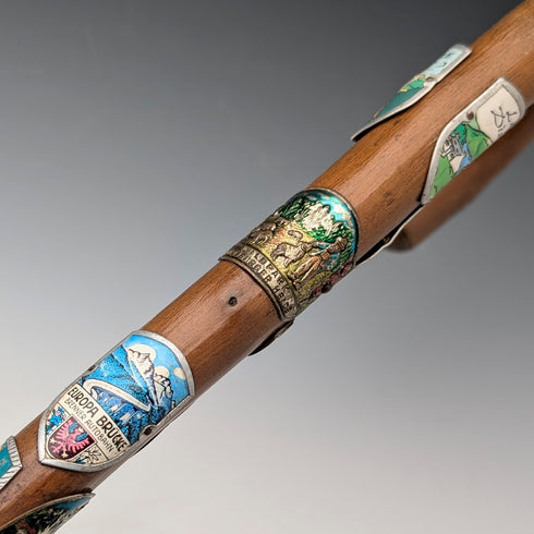 英国ヴィンテージ ヨーロッパ周遊 曲がりハンドル ツーリストステッキ タンシャフト 88cm