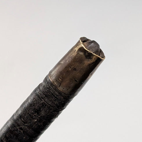 英国アンティーク ボーン装飾 曲がりハンドル 革巻き鉄芯シャフト ステッキ 杖 89cm