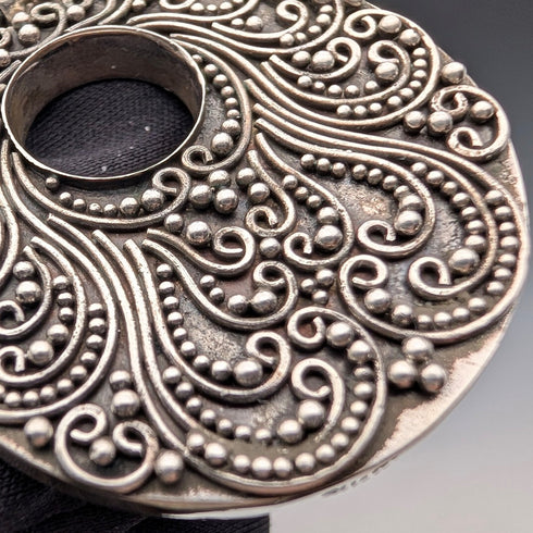 復古純銀吊墜和純銀拜占庭鏈項鍊,總重 47 克,SUARTI