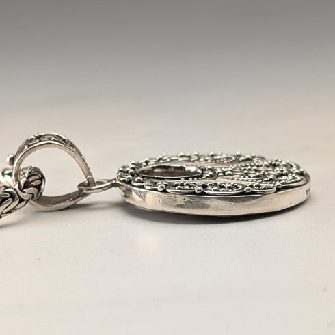 復古純銀吊墜和純銀拜占庭鏈項鍊,總重 47 克,SUARTI