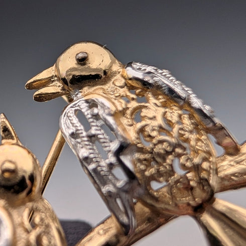 Vintage Vermeil Sterling Silver Lovebird Brooch