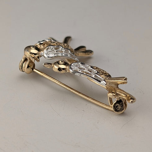 Vintage Vermeil Sterling Silver Lovebird Brooch