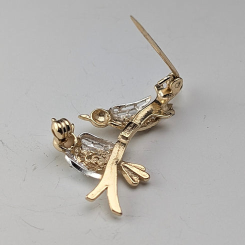 Vintage Vermeil Sterling Silver Lovebird Brooch