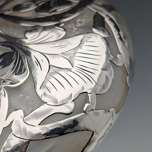 古董美國新藝術風格銀質玻璃香水瓶