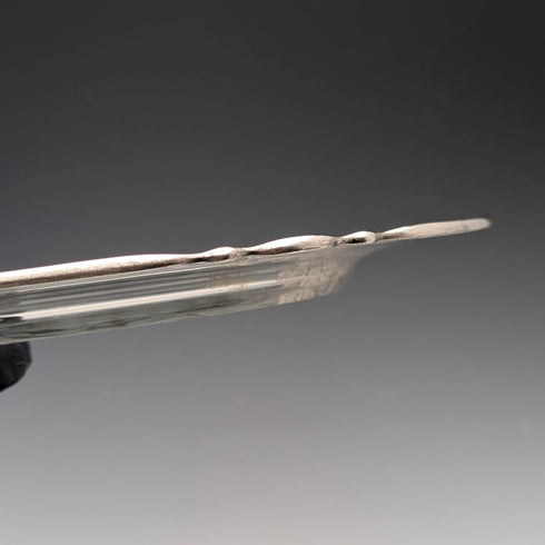 古董美國銀質覆蓋花卉裝飾玻璃盤,直徑 27 厘米