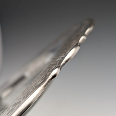 古董美國銀質覆蓋花卉裝飾玻璃盤,直徑 27 厘米