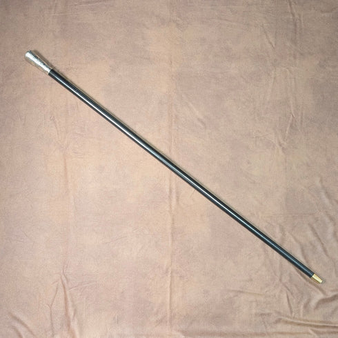 1922年 英国アンティーク ブラックシャフト 純銀製ロンデルハンドル ステッキ 杖 91cm M.S