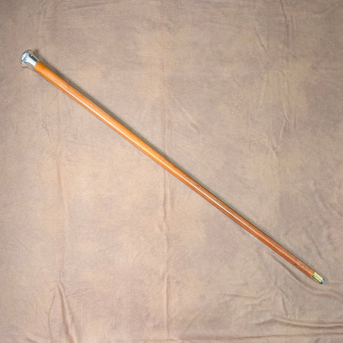 1924年 英国アンティーク タンシャフト 純銀製ロンデルハンドル ステッキ 杖 91cm