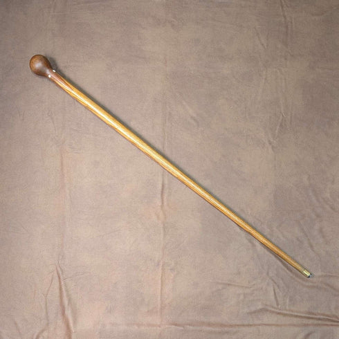 Antique Brown and Tan Marquetry Rondelle Handle Walking Stick 88cm