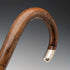 1914 British antique brown shaft, curved handle, pure silver decorated walking stick, 85cm, J Howell & Co.