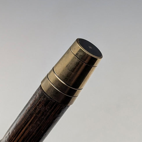 1914年 英国アンティーク ブラウンシャフト 曲がりハンドル 純銀装飾 ステッキ 杖 85cm J Howell&Co