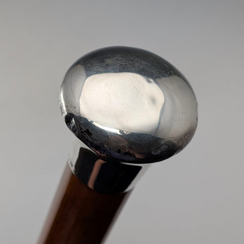 1924年 英国アンティーク タンシャフト 純銀製ロンデルハンドル ステッキ 杖 91cm