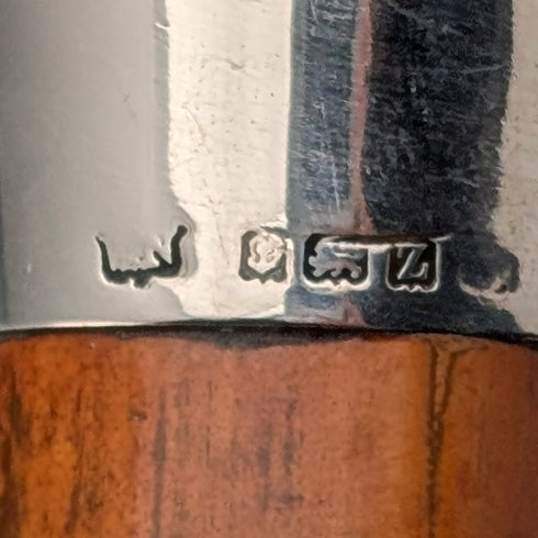 1924年 英国アンティーク タンシャフト 純銀製ロンデルハンドル ステッキ 杖 91cm