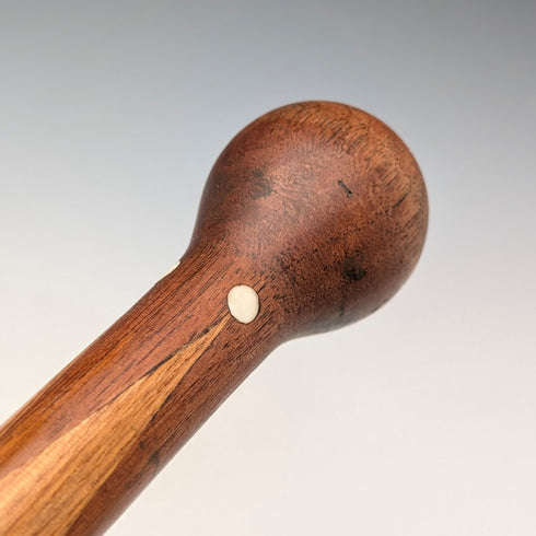 アンティーク ブラウン&タン 寄木ロンデルハンドル ステッキ 杖 88cm