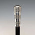 1922 British antique black shaft sterling silver rondelle handle walking stick 91cm MS