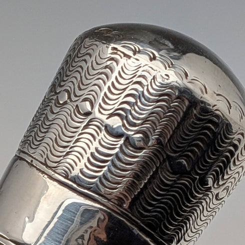 1922年 英国アンティーク ブラックシャフト 純銀製ロンデルハンドル ステッキ 杖 91cm M.S