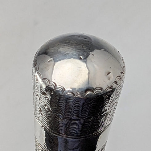 1922年 英国アンティーク ブラックシャフト 純銀製ロンデルハンドル ステッキ 杖 91cm M.S