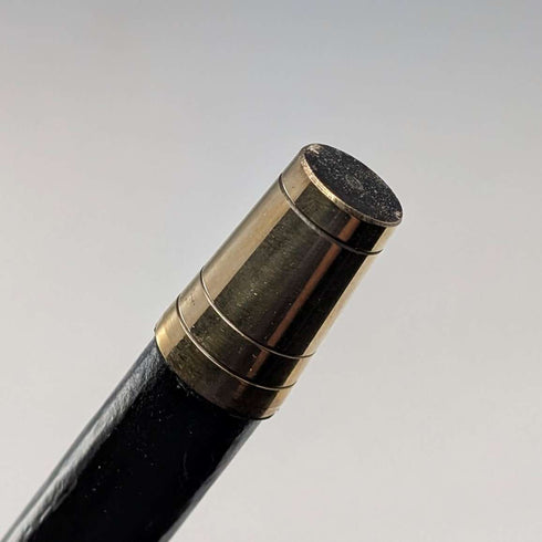 1922 British antique black shaft sterling silver rondelle handle walking stick 91cm MS