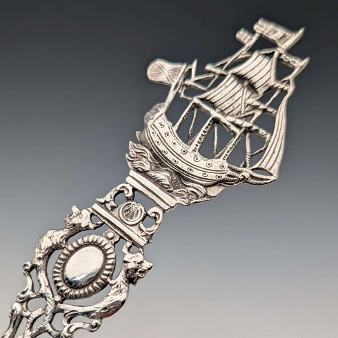 Vintage Continental Silver Sailboat Openwork Decorated Pastry Server 83g
