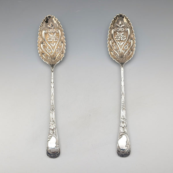 1803 British Georgian Antique Sterling Silver Berry Spoons Pair by Thomas Wallis II