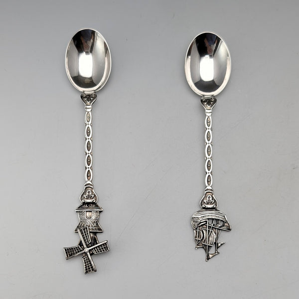 1967 Dutch Vintage Continental Silver Teaspoon Pair, Total 25g