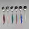Nordic vintage enamel decoration sterling silver coffee spoon set of 6, total 45g Otter Hval