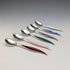 Nordic vintage enamel decoration sterling silver coffee spoon set of 6, total 45g Otter Hval