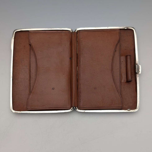 1898年 英国アンティーク 純銀製 両開き型 極厚カードケース 127g レリーフ装飾 Joseph Gloster 極美品