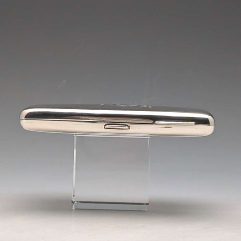 1897 British antique sterling silver double door card case, mirror finish, coat of arms engraved, 107g
