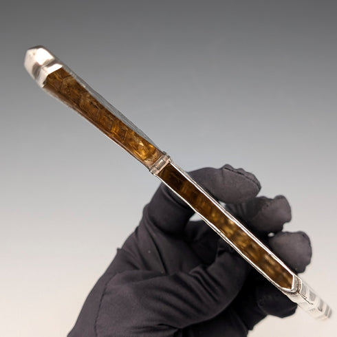 1901年 英国アンティーク スクロール彫刻 純銀製カードケース 68g WILLIAM M. HAYES