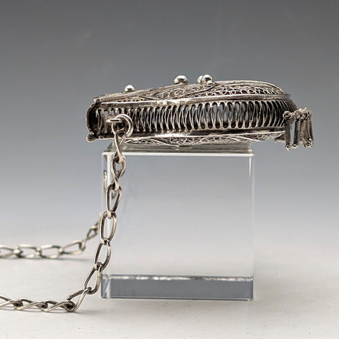 ヴィンテージ 銀線フィリグリー製 チェーン付きパース 小銭入れ 40g