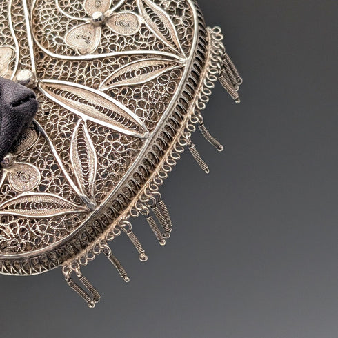 ヴィンテージ 銀線フィリグリー製 チェーン付きパース 小銭入れ 40g