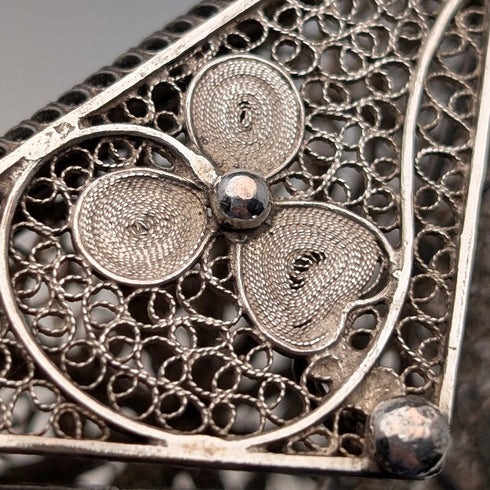 ヴィンテージ 銀線フィリグリー製 チェーン付きパース 小銭入れ 40g