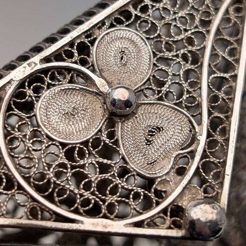 Vintage silver filigree purse with chain, coin purse, 40g